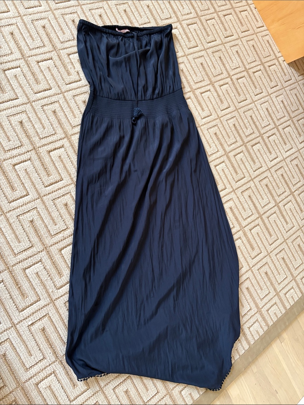 Strapless Navy Blue Maxi Dress